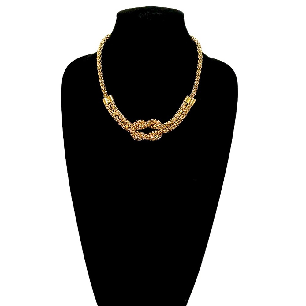 Talbots Gold Woven Knot Collar Necklace New - Picture 2 of 7